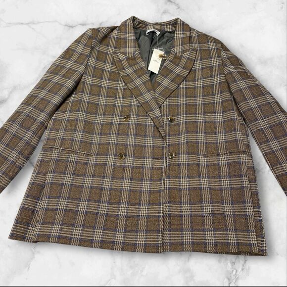 Urban Outfitters Brown Plaid Blazer Womens Size X-Large MSRP: $129 - Picture 9 of 16